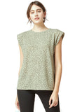 ENTRO Leopard Tonal Sleeveless Top, Olive