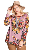 Floral Lace Up Top,  Orchid