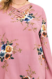 Floral Criss Cross Top, Mauve