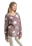 Umgee  Star & Animal Print Waffle Knit Top