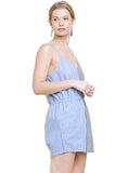 Colorblock Striped Romper, Blue/Grey