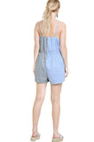 Colorblock Striped Romper, Blue/Grey