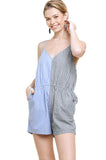 Colorblock Striped Romper, Blue/Grey