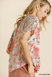Mixed Print Crossbody Top, Off White