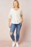 Color Block Leopard Top, Camel