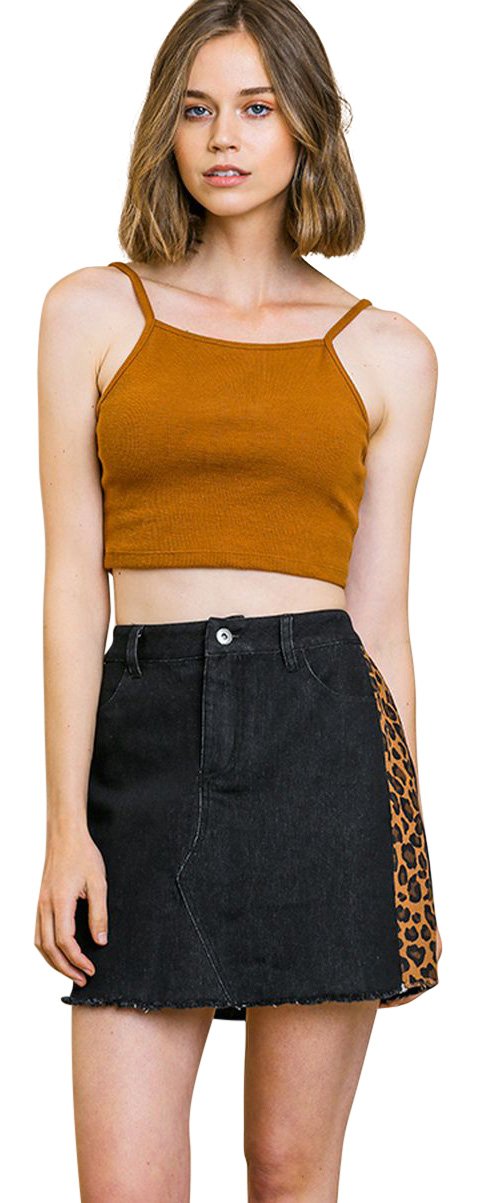 umgee animal side print stretch mini skirt
