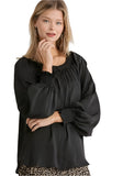 umgee puff sleeve satin blouse