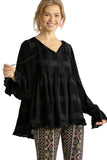 Chenille Babydoll Top, Black