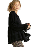 Chenille Babydoll Top, Black