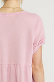 Waffle Knit Babydoll Top, Pink