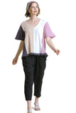 Umgee gauze Color Block short sleeve top