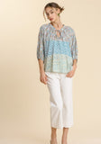 umgee Mixed Colorblock Print Top