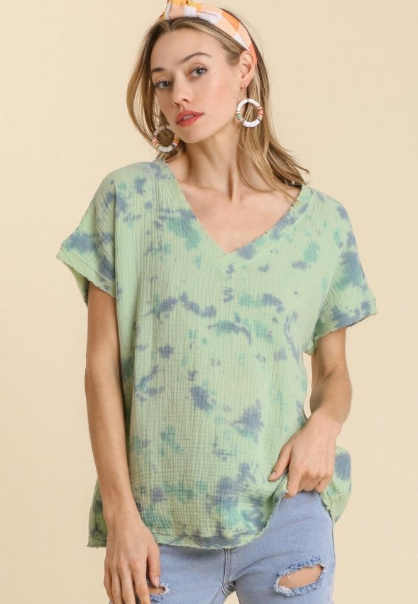 Umgee usa  Tie Dye Cotton Gauze Top