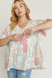 Abstract Peplum Top, Cream