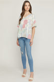 Abstract Peplum Top, Cream