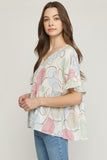 Abstract Peplum Top, Cream