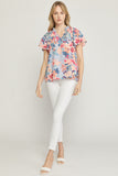 entro USA Flutter Sleeve Floral Blouse