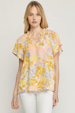 entro USA Flutter Sleeve Floral Blouse
