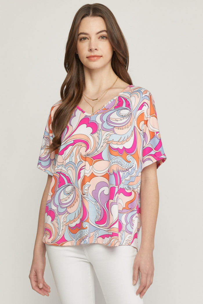 entro usa abstract v-neck top