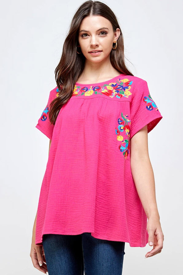 See and be Seen On the Border Embroidered Top