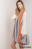 Mixed Print Lace Dress, Orange