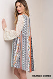 Mixed Print Lace Dress, Orange