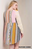 Mixed Print Lace Dress, Mustard