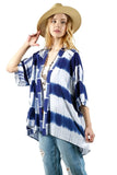 Tie Dye Kimono with Lace Crochet Back, Blue