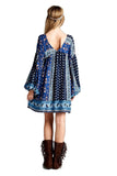 Patch Print Baby Doll Dress, Blue