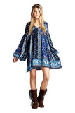 Patch Print Baby Doll Dress, Blue