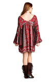 Patch Print Baby Doll Dress, Red