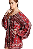 Patch Print Baby Doll Dress, Red