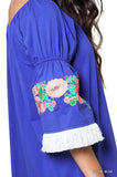 Embroidered Off the Shoulder Dress, Royal Blue