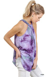 Purple Tie Dye Halter Tunic Top