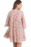 Floral Keyhole Dress, Rose Mix