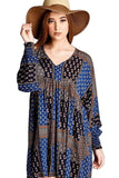 Baby Doll Color Block Dress, Blue