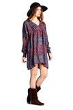 Baby Doll Color Block Dress, Red