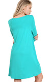 Casual Crossed Neck Shift Dress, Jade