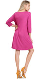 Casual Crossed Neck Shift Dress, Raspberry