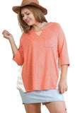 Boat Neck Raglan Sleeve Top, Peach