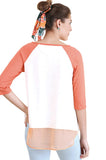 Boat Neck Raglan Sleeve Top, Peach