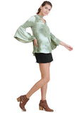 Tie Dye Bell Sleeve Bohemian Top, Sage