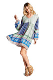Paisley Color Block Dress, Blue & Green