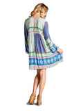 Paisley Color Block Dress, Blue & Green