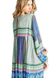 Paisley Color Block Dress, Blue & Green