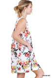 Floral Keyhole Bohemian Dress, Cream Mix