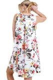 Floral Keyhole Bohemian Dress, Cream Mix