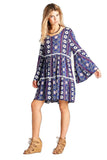 Crochet & Bell Sleeve Dress, Purple
