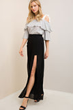 Solid Slit Maxi Pants, Black