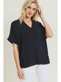 jodifl V-Neck Shift Top, Black
